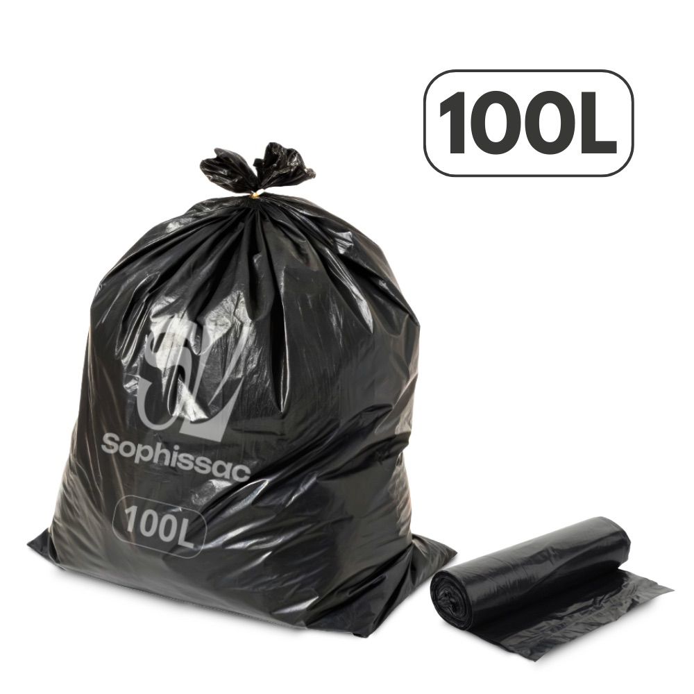 [1292100L] Sac plastique noir 100L BD 43µ CARTON DE 200 SACS