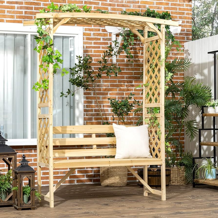 [BOIS-PERGO-BANC-BP] Pergola arc avec banc 160x70x190